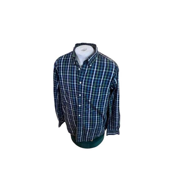 NAUTICA LONG SLEEVE BLUE GREEN PLAID BUTTON UP MENS SIZE XL - Picture 3 of 6